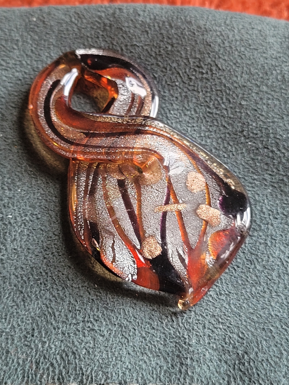 Handblown Intricately Patterned Infinity Pendant - Murano Style Statement Piece